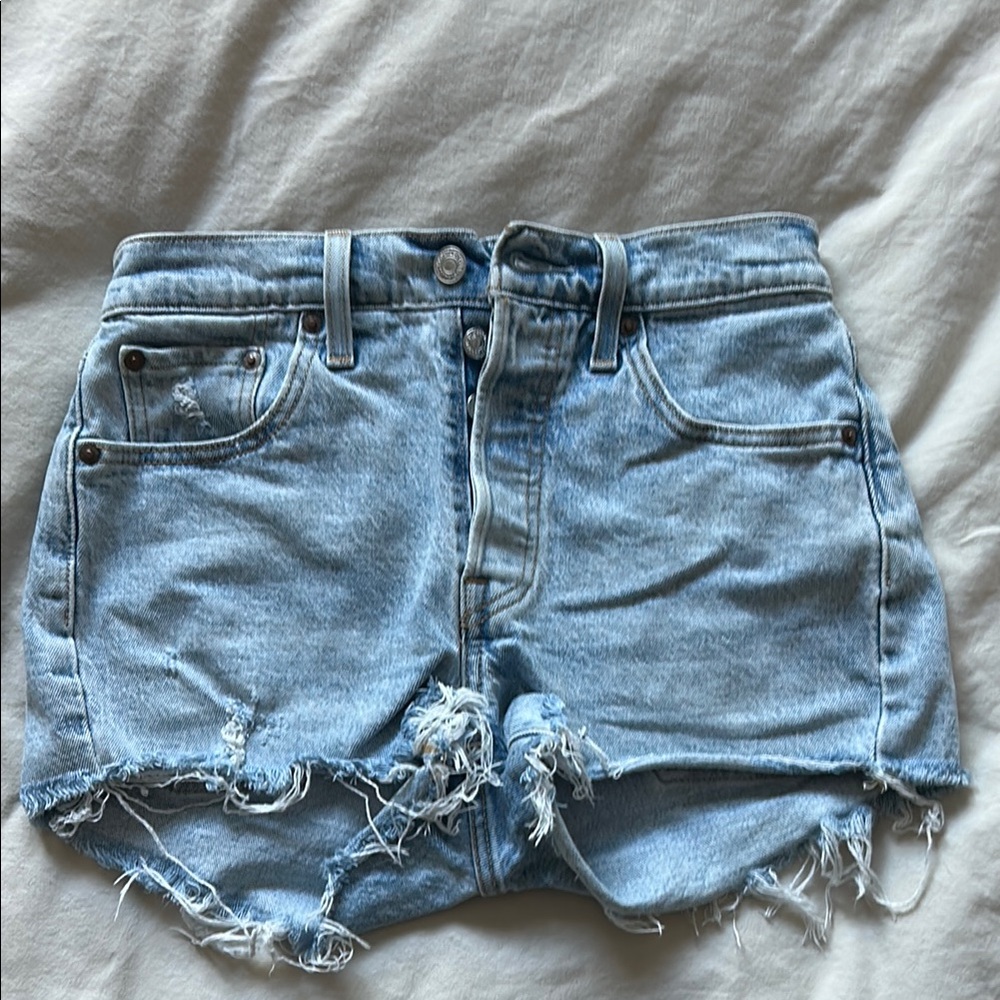 Levi's Blue Jean Shorts Distressed High-Waisted
